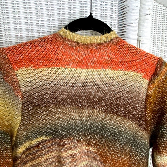Chico's Brown Orange Ombre Knit Waterfall Cardigan Cotton Wool Boho‎ Autumn Sz 1 - Picture 6 of 8